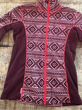 Kari Traa Pink & Maroon Patterned Zip-Up Jacket
